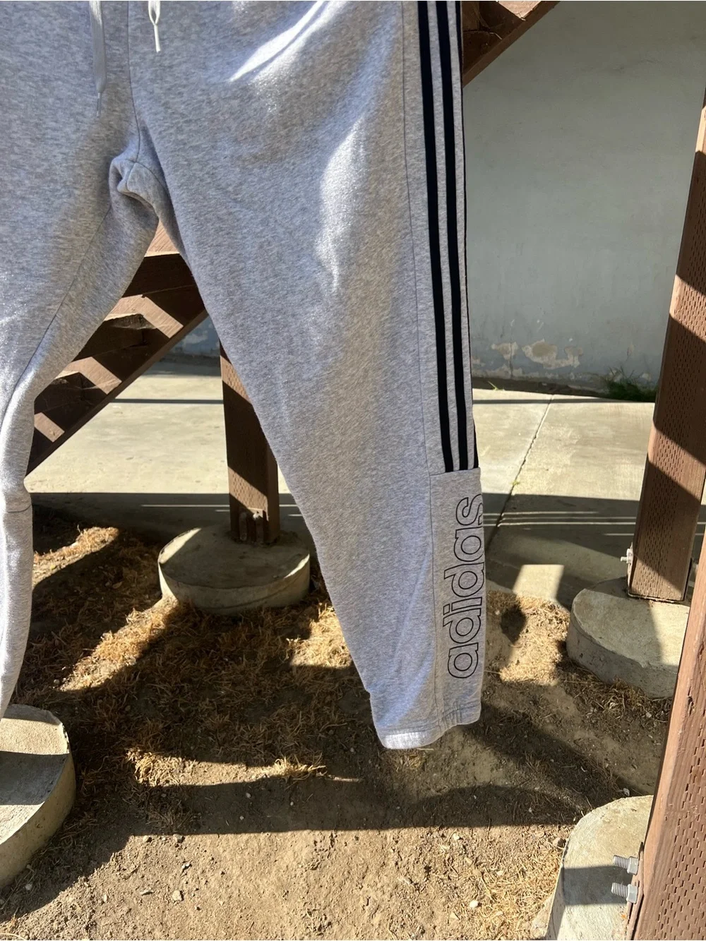 adidas Gray Jogger Sweatpants with Black Side Stripes